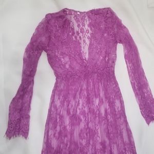 Long Sleeve Lace See-Through Maxi Dress